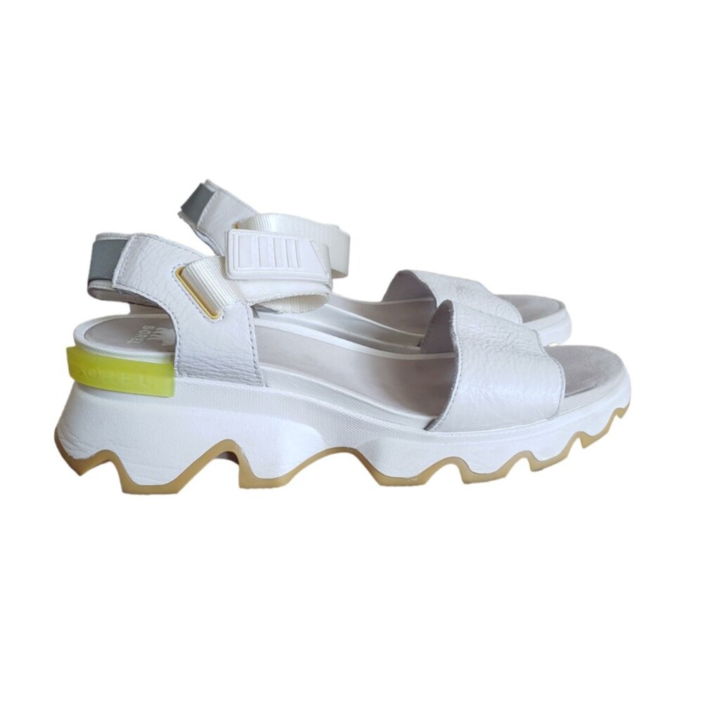 Shoes Sorel KINETIC White Leather Strap Wedge Sandals 1891901127 Women's Size 10